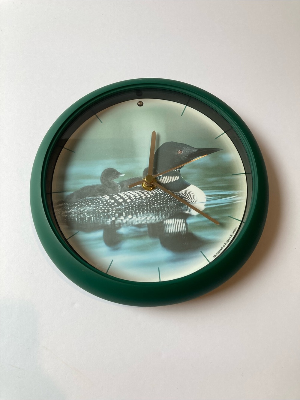 Call Of The Loon Clock 8” Green Sounds Tested WORKS! Up North Lake Bird Call